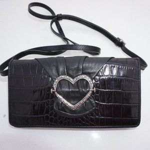 NEW Brighton Bellissimo Monroe Leather Metal Décor Detach Strap Wallet Clutch